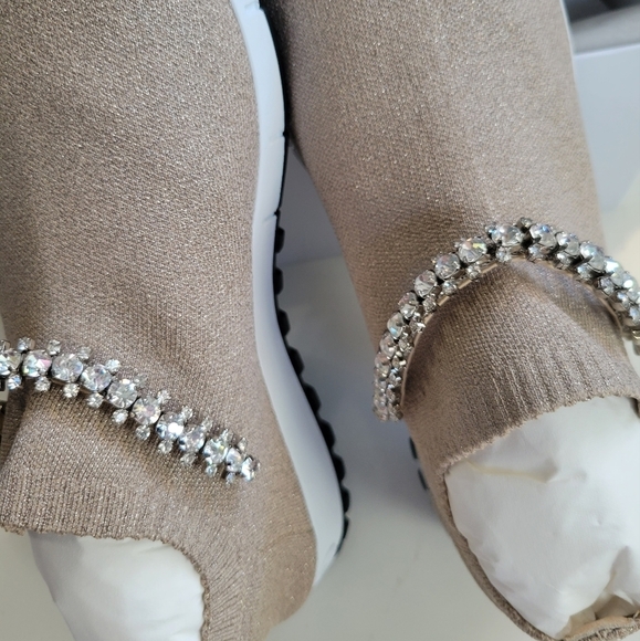 Jimmy Choo Verona Ballet Pink Metallic Knit Trainers Crystal Embellishment 39 - Picture 3 of 11